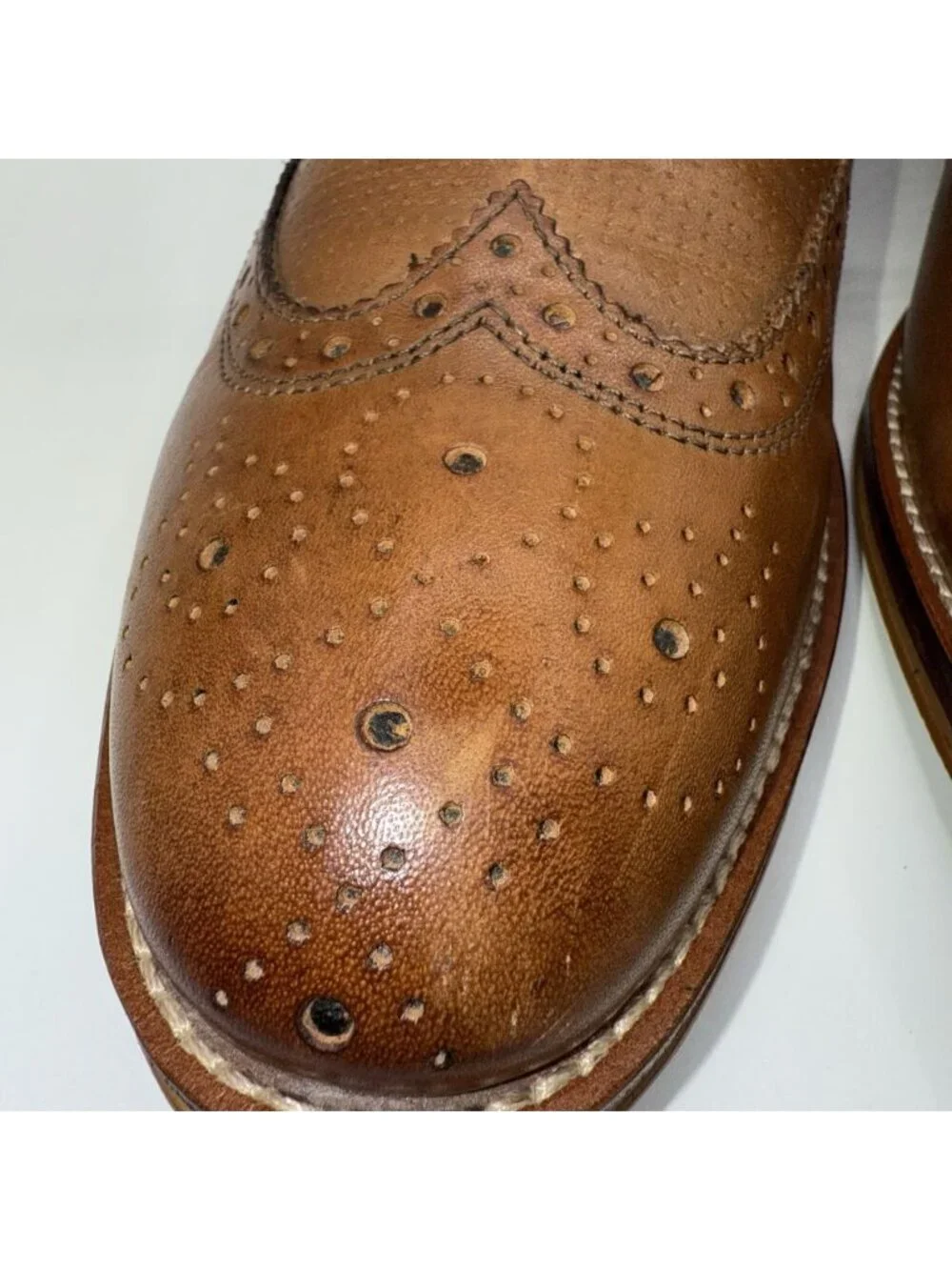Johnston & Murphy Conard Oxford Shoes Men's 10M Wingtip Tan Leather 20-3310